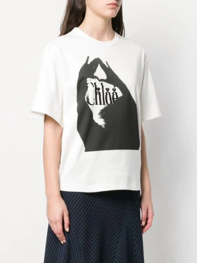 CHLOÉ LOGO PRINT T-SHIRT - 白色