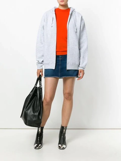 Shop Forte Couture Oversized Zip Up Hoodie In Grey