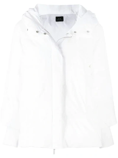 Shop Armani Exchange Hooded Padded Jacket - White