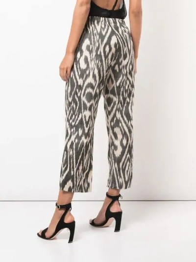 Shop Oscar De La Renta Printed Cropped Trousers In Black