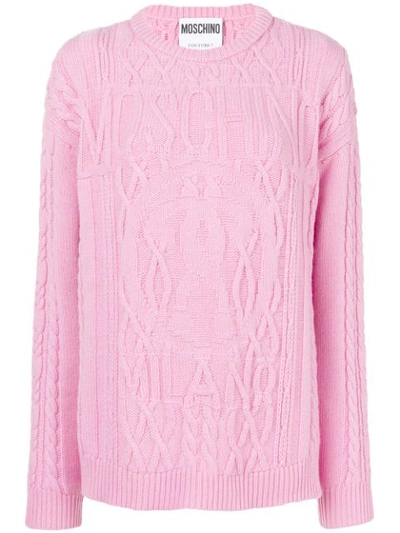 Shop Moschino Patterned Loose Sweater - Pink