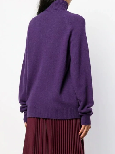 Shop Bottega Veneta Geometric Intarsia Sweater In Purple