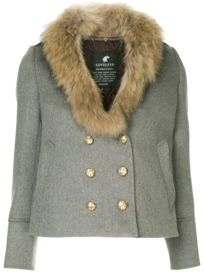 Shop Loveless Jacke Mit Faux-fur-kragen In Grey