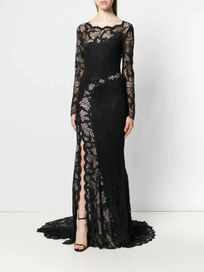 Shop Olvi S Lace-embroidered Maxi Dress In Black