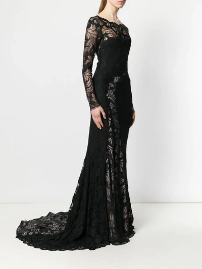 Shop Olvi S Lace-embroidered Maxi Dress In Black