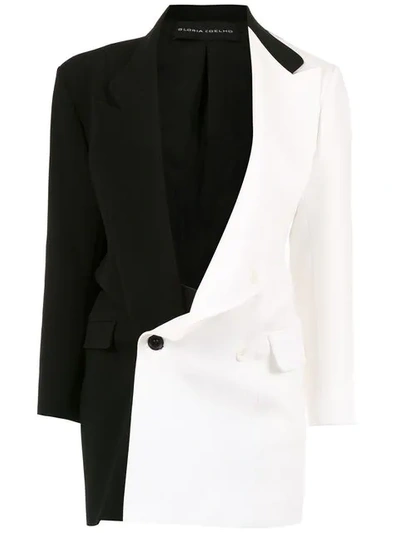 Shop Gloria Coelho Zweifarbiger Oversized-blazer In Black
