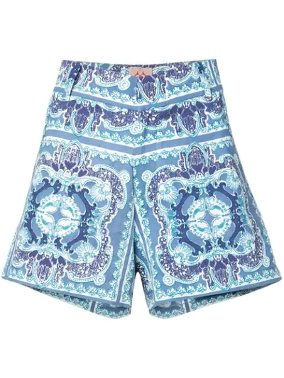 Shop Le Sirenuse Printed Shorts In Blue