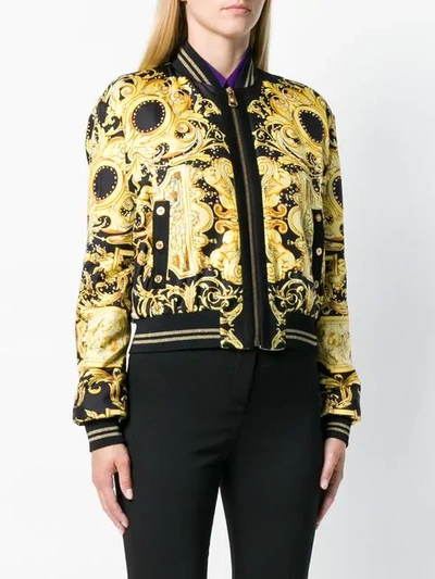 Shop Versace Signature Print Bomber Jacket In A7008