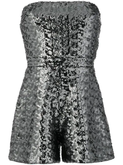 Shop Alexis Strapless Playsuit In Silver