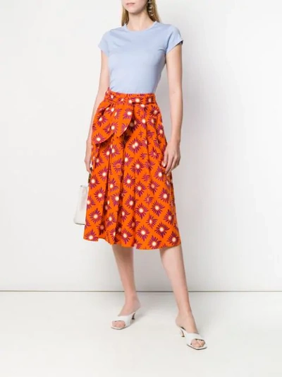 Shop Aspesi Pleated Midi Skirt - Orange