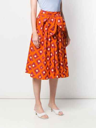 Shop Aspesi Pleated Midi Skirt - Orange