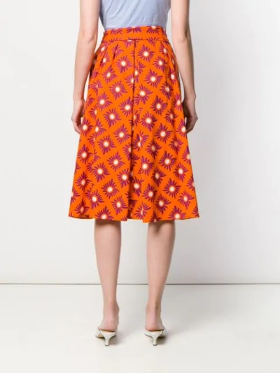 Shop Aspesi Pleated Midi Skirt - Orange