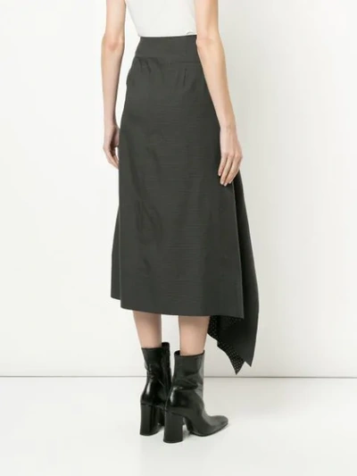 Shop Irene Checked Asymmetric Skirt In Grey