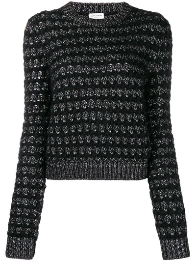 Shop Saint Laurent Zigzag Knit Jumper In Black
