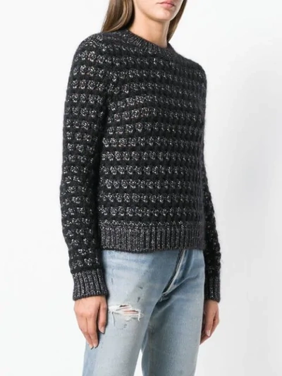 Shop Saint Laurent Zigzag Knit Jumper In Black