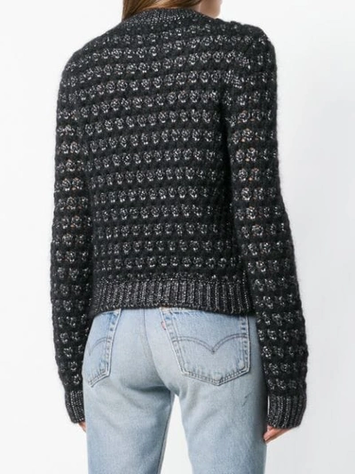 Shop Saint Laurent Zigzag Knit Jumper In Black