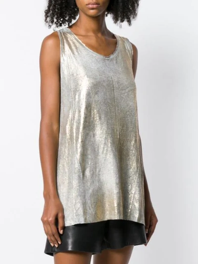 Shop Avant Toi Metallic Effect Vest Top - Gold