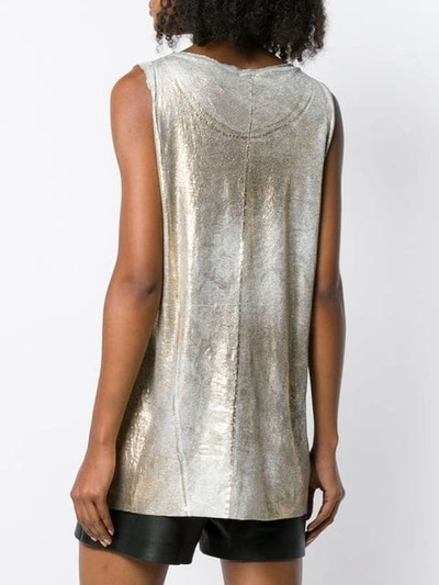 Shop Avant Toi Metallic Effect Vest Top - Gold