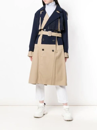 Shop Maison Margiela Double Breasted Trench Coat In Blue