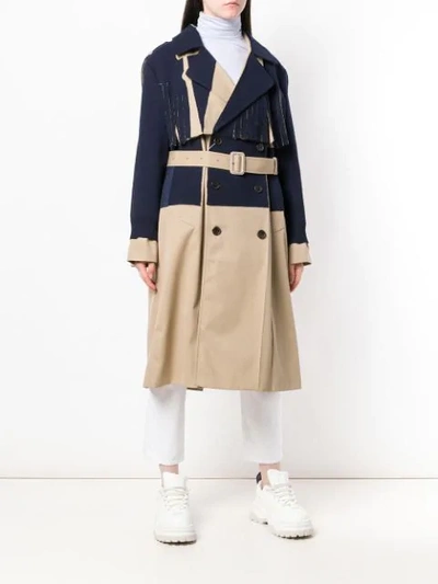 Shop Maison Margiela Double Breasted Trench Coat In Blue