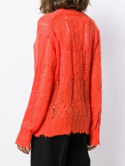 ACNE STUDIOS FRAYED CABLE KNIT JUMPER - 红色
