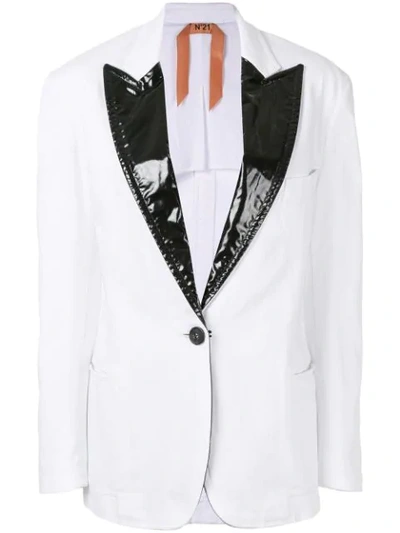 Shop N°21 Contrasting Lapels Blazer In White