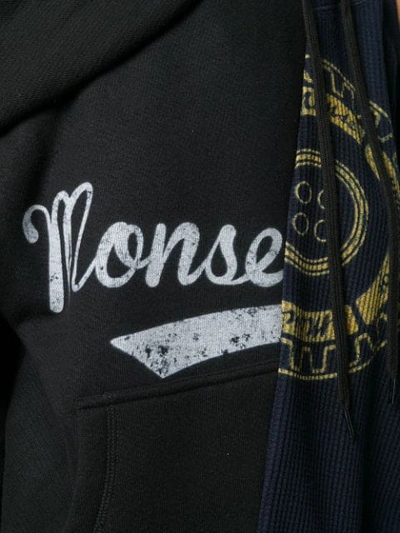 Shop Monse Asymmetric Logo Print Sweater In Blackoxfordblue