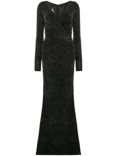 Shop Talbot Runhof Lamé Draped Gown In Black