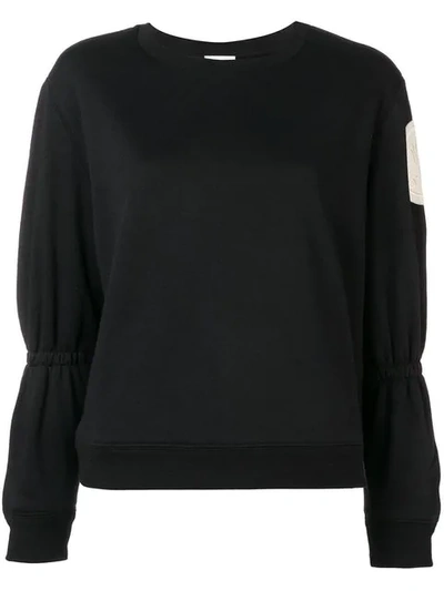 Shop Moncler Gathered Sleeve Sweatshirt - Black