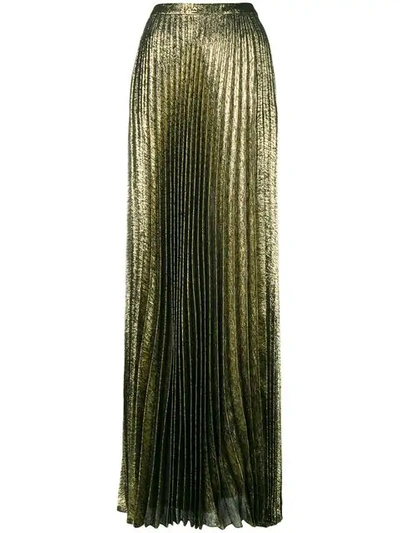 Shop Saint Laurent Long Pleated Skirt In Metallic