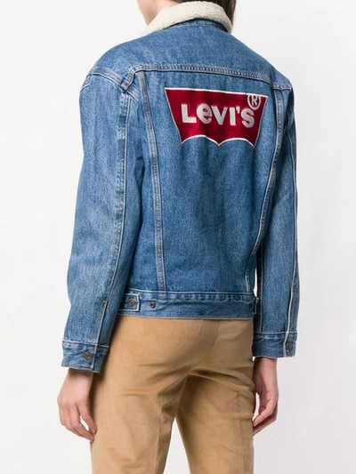 Shop Levi's Shearling Denim Jacket In Blue