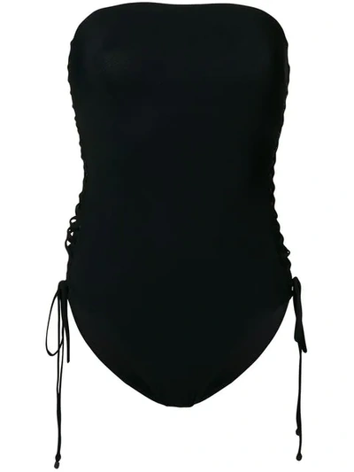 Shop Zimmermann Side Lace-up Swim Suit In Black