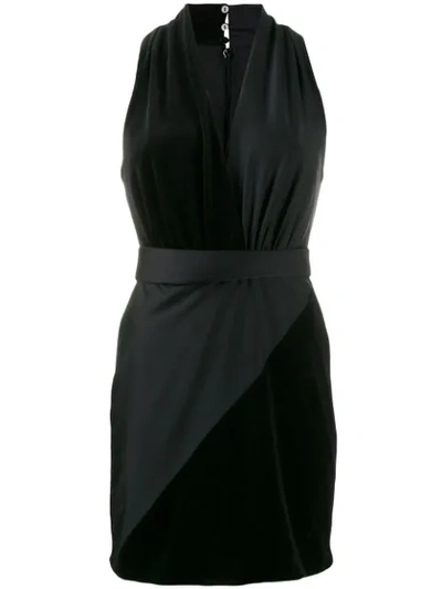 Shop Fausto Puglisi Contrast V-neck Dress In Black