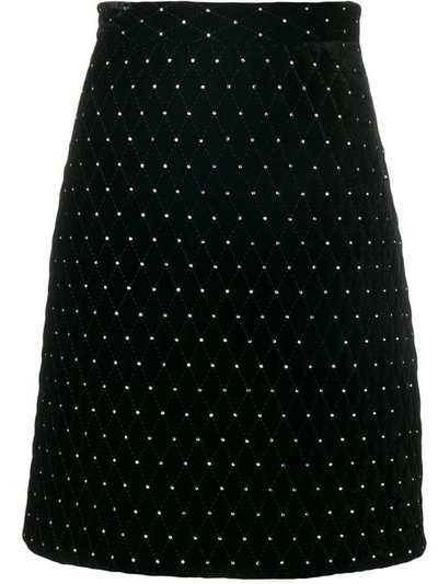 Shop Gucci Diamond Quilted Skirt In Black