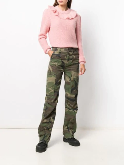 Shop Miu Miu Ruffled Detailed Knitted Sweater In Pink