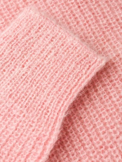 Shop Miu Miu Ruffled Detailed Knitted Sweater In Pink