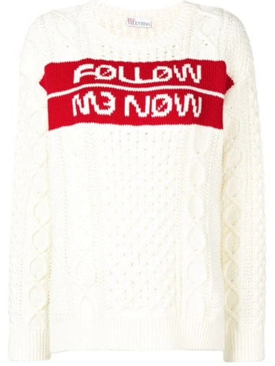 Shop Red Valentino Follow Me Now Jacquard Jumper In Neutrals