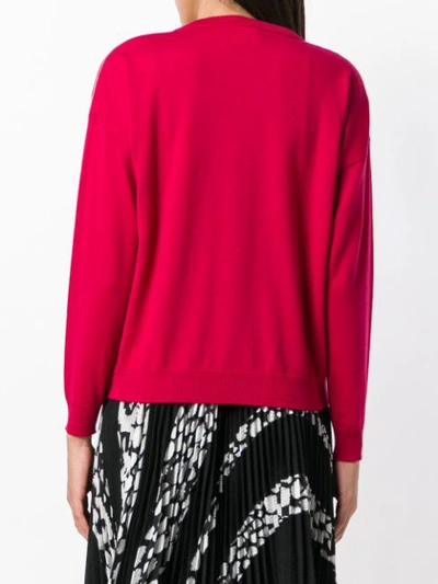 Shop Boutique Moschino Long-sleeve Fitted Sweater - Red