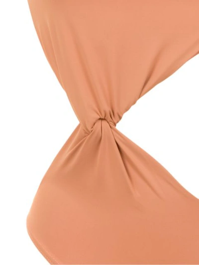 Shop Amir Slama One Shoulder Swimsuit In Neutrals