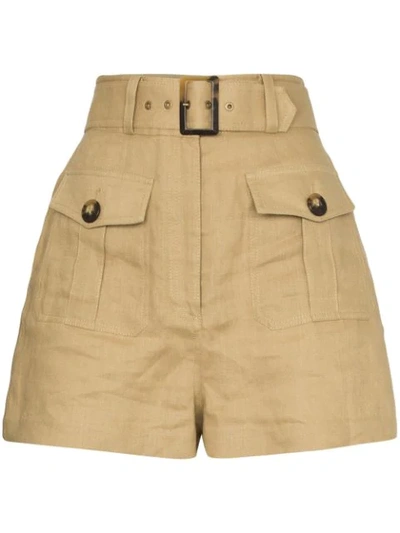 Shop Zimmermann Buttoned Safari Shorts In Neutrals