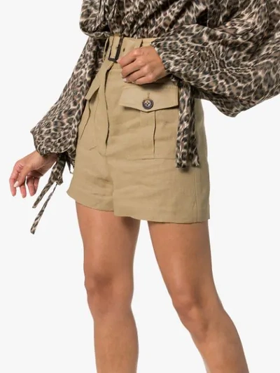 Shop Zimmermann Buttoned Safari Shorts In Neutrals