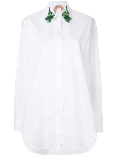 Shop N°21 Embroidered Collar Shirt In White