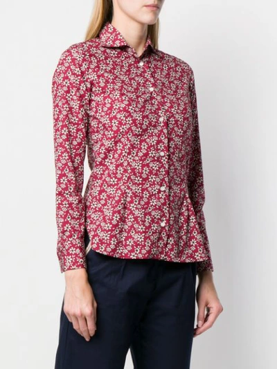 Shop Barba Floral Fitted Shirt - Red