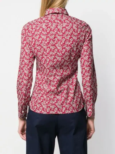 Shop Barba Floral Fitted Shirt - Red