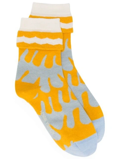 Shop Henrik Vibskov Frill Socks In Yellow Blue Frils