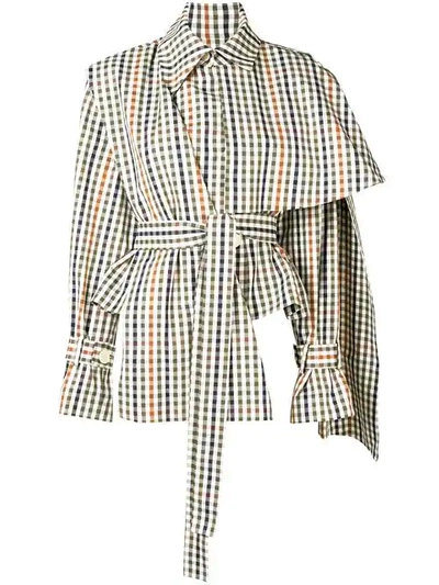 Shop A.w.a.k.e. Gingham Check Jacket In Neutrals