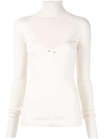 Shop Dion Lee Knit Top With Cut-out On The Chest In White