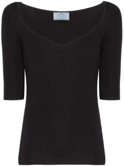 Shop Prada Silk And Cashmere Sweater In Black