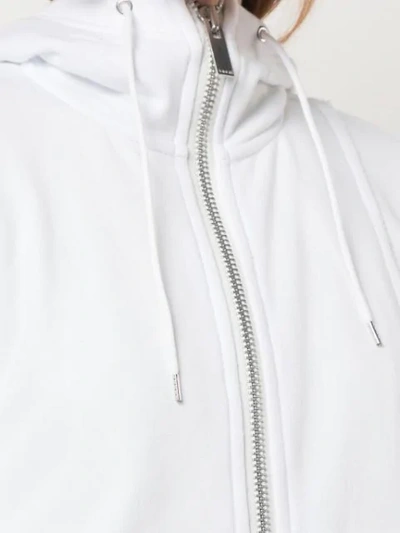 Shop Sacai Zip Front Asymmetric Hem Hoodie In White