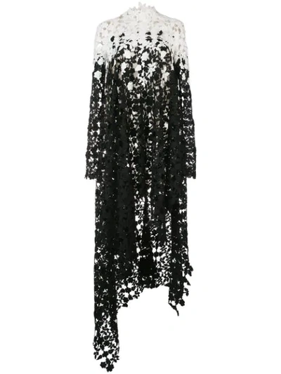 Shop Oscar De La Renta Floral Crochet Long Top In Black